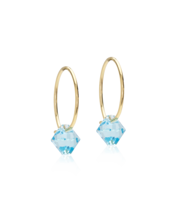 Blomdahl kõrvarõngad kullatud titaan Bicone Aquamarine, helesinine bikoon, 6mm kristall 14mm rõngas