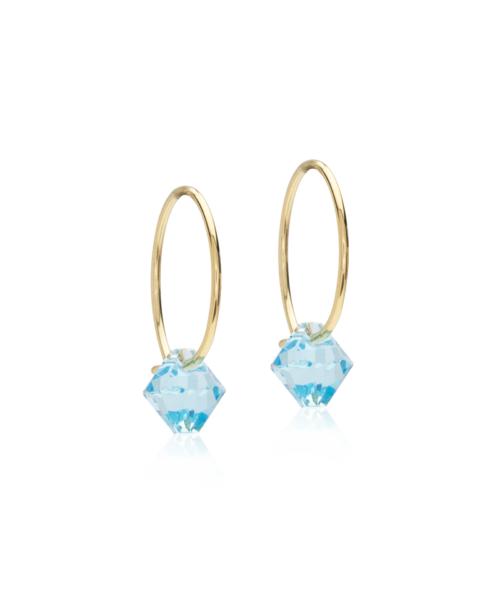 Blomdahl kõrvarõngad kullatud titaan Bicone Aquamarine, helesinine bikoon, 6mm kristall 14mm rõngas