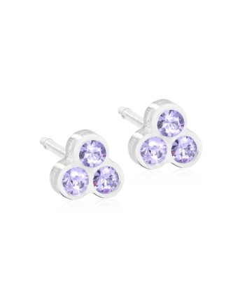Meditsiiniline plastik, niklivaba, Clover Violet helelillade kristallidega ristik 6mm
