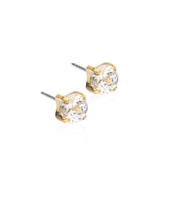 Blomdahl Medical kõrvarõngad Golden Titanium Tiffany CZ Warm Shimmer soe valge kristall 7mm