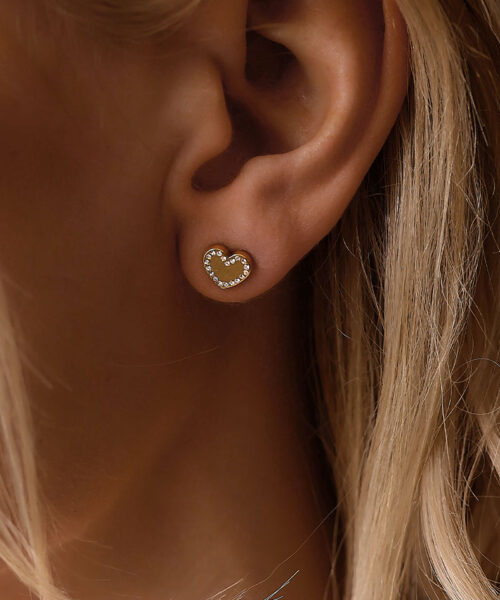 Blomdahl Medical kõrvarõngad Brilliance Sweetheart Crystal, kullatud titaan valgete kristallidega süda 8mm - Image 3