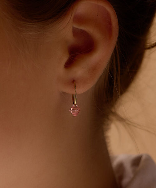 Blomdahl kõrvarõngad Golden Titanium Bicone Light Rose, heleroosa bikoon, 6mm kristall, kullatud titaan, 14mm rõngas - Image 4