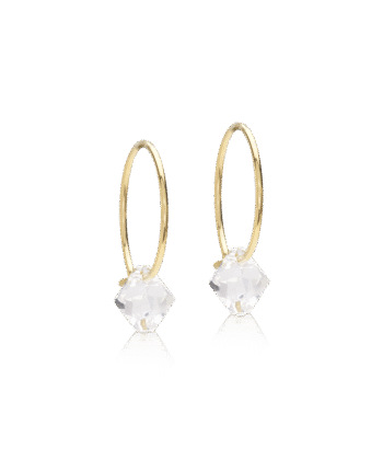 Blomdahl kõrvarõngad Golden Titanium Bicone Crystal, valge bikoon, 6mm kristall, kullatud titaan, rõngas 14mm