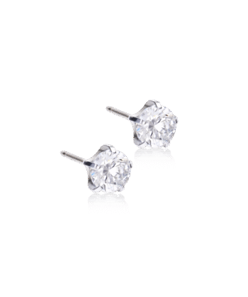 Blomdahl Medical kõrvarõngad Silver Titanium Tiffany Precious CZ White, hõbetitaan valge kristalliga, 6mm