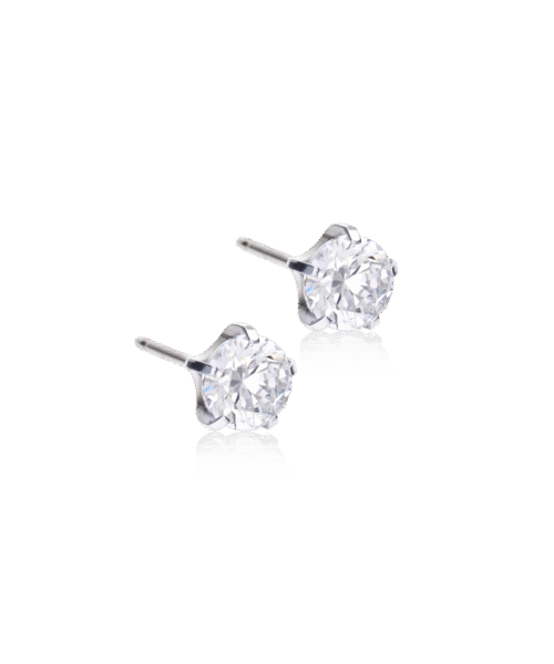 Blomdahl Medical kõrvarõngad Silver Titanium Tiffany Precious CZ White, hõbetitaan valge kristalliga, 6mm