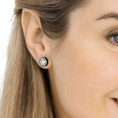 Blomdahl Medical kõrvarõngad Black Titanium Brilliance Puck Crystal, must titaan valgete kristallidega, 8mm - Image 2
