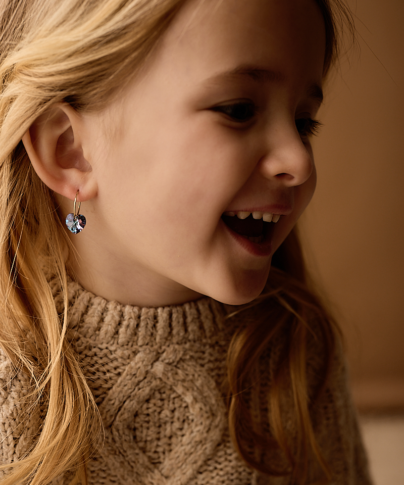 Blomdahl kõrvarõngad Heart Lilac, lilla süda, 10mm kristall, kullatud titaan, rõngas 14mm - Image 2