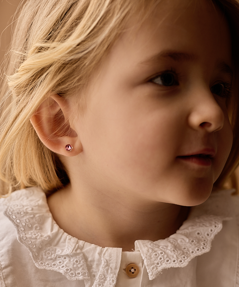 Blomdahl Medical kõrvarõngad, meditsiiniline plastik, niklivaba, Rose roosa kristall 6mm - Image 2