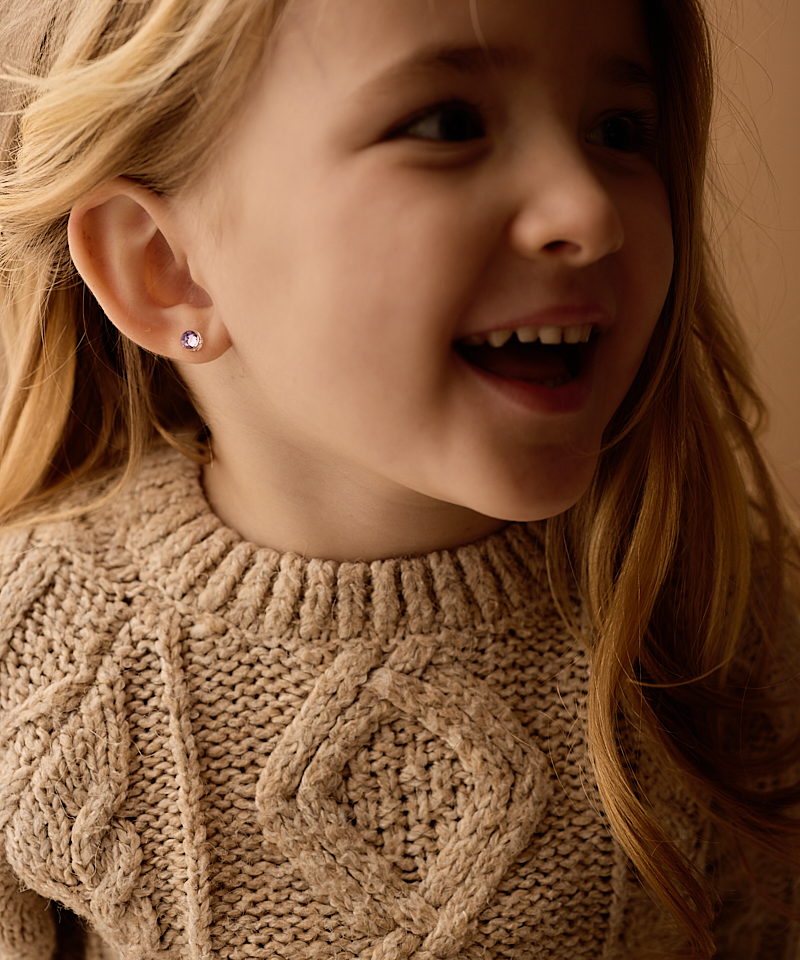 Blomdahl Medical kõrvarõngad, meditsiiniline plastik, niklivaba, Lilac shimmer lilla kristall 6mm - Image 2