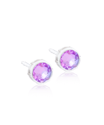 Blomdahl Medical kõrvarõngad, meditsiiniline plastik, niklivaba, Lilac shimmer lilla kristall 6mm