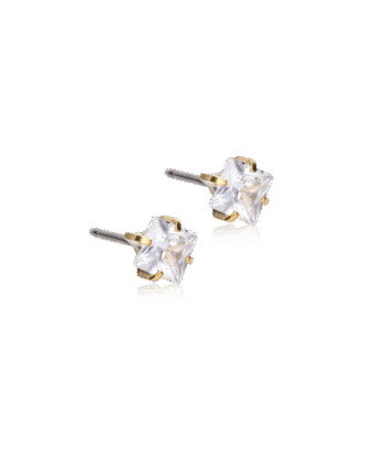 Blomdahl Medical kõrvarõngad Golden Titanium Tiffany Edge CZ White, kullatud titaan valge kristalliga, 5mm