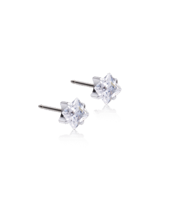 Blomdahl Medical kõrvarõngad Silver Titanium Tiffany Edge CZ white, hõbetitaan valge kristalliga, 5mm