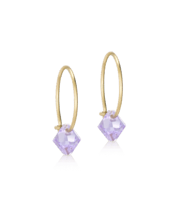 Blomdahl kõrvarõngad Golden Titanium Bicone Violet 6mm/14mm