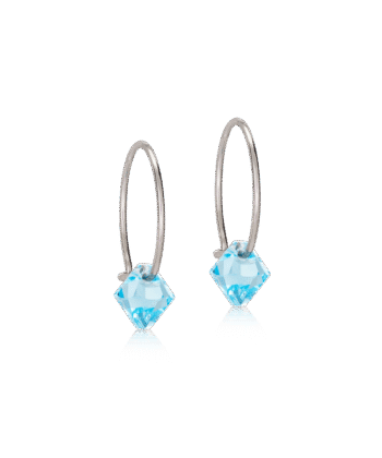 Blomdahl kõrvarõngad Natural Titanium Bicone Aquamarine 6mm/14mm
