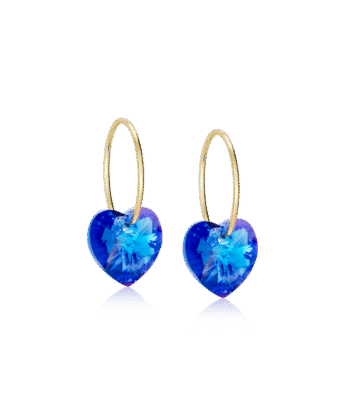 Blomdahl kõrvarõngad Golden Titanium Heart Sapphire 10/14mm